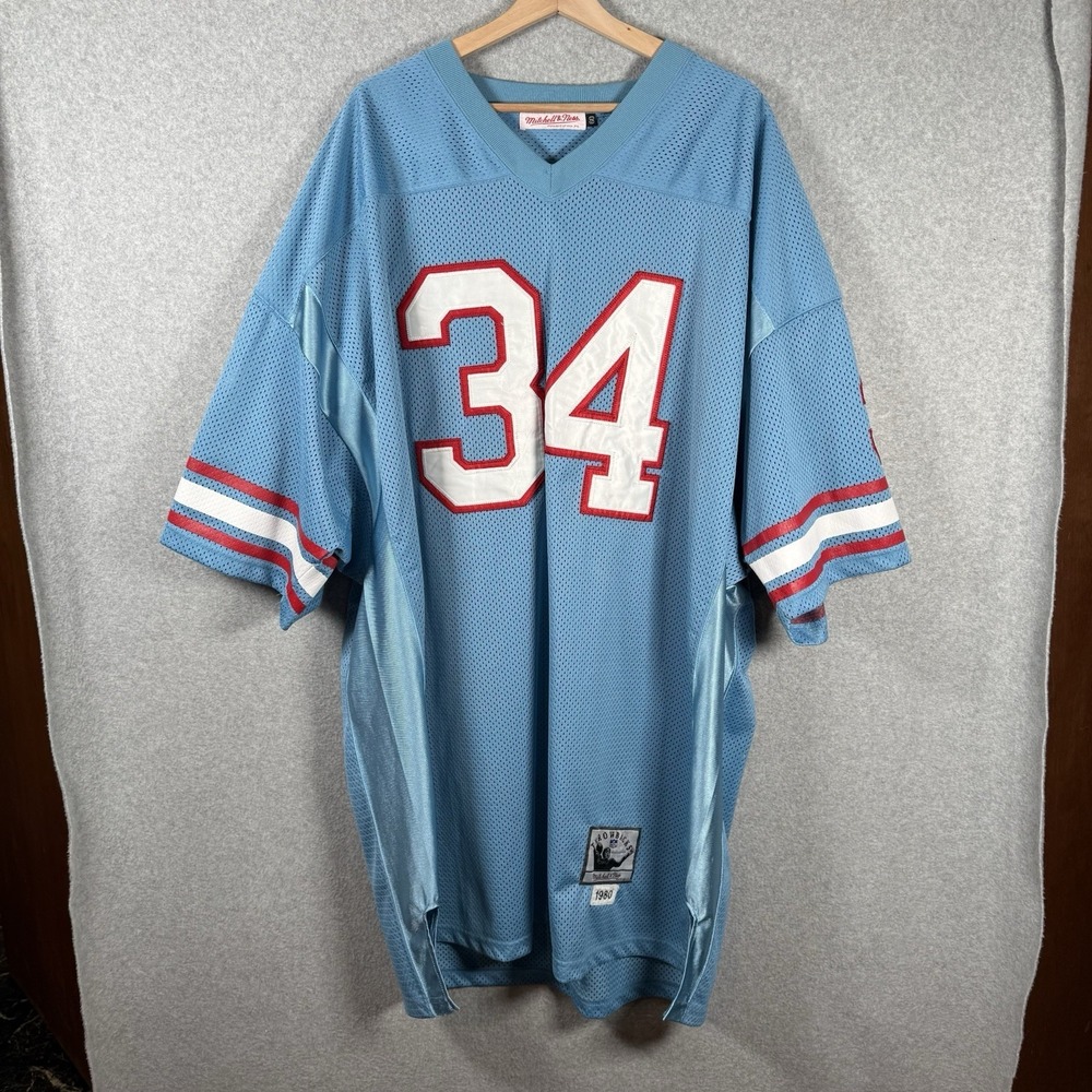 Men's Earl Campbell 1980 Mitchell & Ness Houston Oilers Authentic Jersey 60 4XL